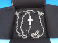 Tane Mexican Sterling Silver Cross Necklace w/Heavy Chain Fitted Box 26" (#7948)