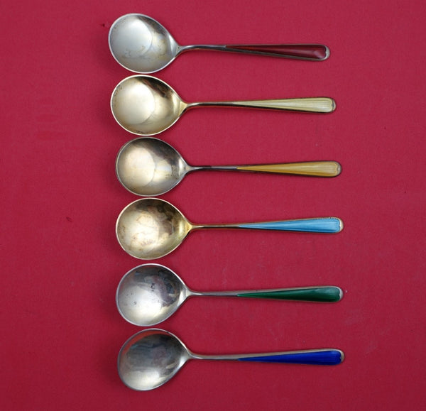 Norwegian Sterling Silver Ice Cream Spoon set of six vermeil By N.M Thune 4 3/4"