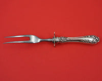 Rose by Wallace Sterling Silver Steak Carving Fork with Guard HH WS 8 3/4"