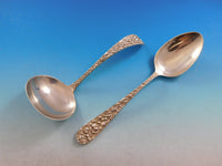 Rose by Stieff Sterling Silver Flatware Set for 12 Service 97 pc Repousse Dinner