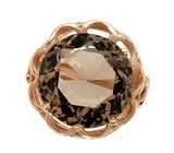18k and 14k Rose Gold Handwrought Genuine Natural Smoky Quartz Ring (#J6605)