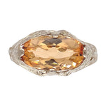 14k White Gold Filigree 2 Carat Precious Genuine Natural Topaz Ring (#J7209)