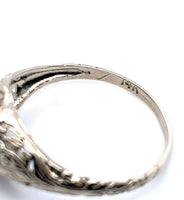 14k White Gold Art Deco .78ct Genuine Natural Diamond Filigree Ring GIA (#J5194)