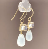 14k Yellow Gold Dangle Drop Earrings w/ 9.34 Carats TW Genuine Moonstones #J7540