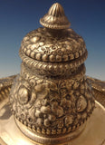 Repousse by Gorham Sterling Silver Inkwell Custom Order Dated 1887 Ornate #0091