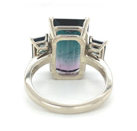 14k Gold 8.07 Carat Bi-Color Teal Purple Genuine Natural Tourmaline Ring #J6986
