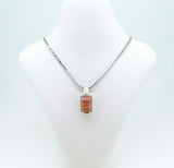 Sterling Genuine Natural Rhodochrosite Pendant 10x7.3mm Rectangular (#J5029)