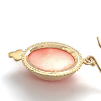14k Yellow Gold Natural Coral Drop Earrings 11.26ct Total Weight (#J7292)