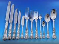 English King by Tiffany & Co Sterling Silver Flatware Set Service 100 pcs Dinner