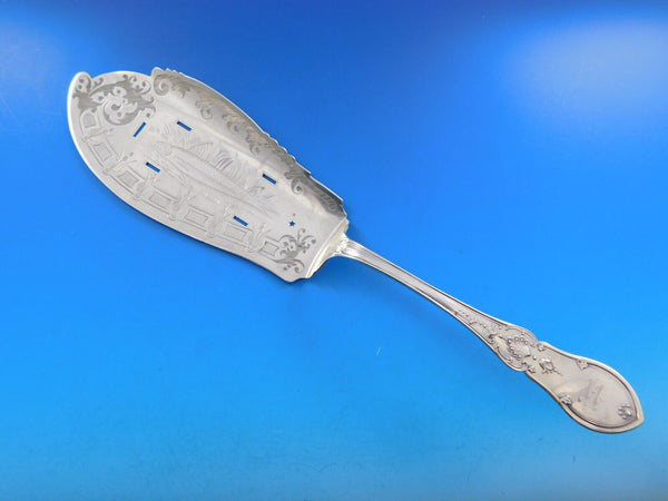 Dew Drop by Shiebler Sterling Silver Fish Server Brite-Cut Fish and Seaweed 12"