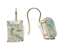 14k Yellow Gold 15.14 Carat TW Moss Genuine Natural Agate Drop Earrings (#J7128)