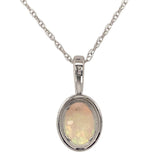 Platinum Oval Australian .60ct Genuine Opal and Diamond Halo Pendant (#J7426)