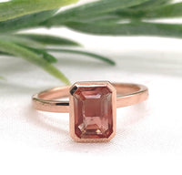 14k Rose Gold 1.00 Carat Genuine Natural Oregon Sunstone Solitaire Ring (#J7160)
