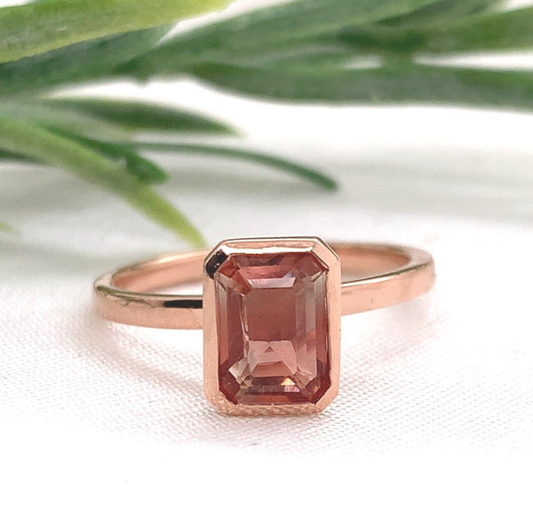 14k Rose Gold 1.00 Carat Genuine Natural Oregon Sunstone Solitaire Ring (#J7160)