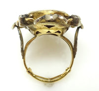 10k Gold Huge Oval Genuine Natural Cameo Ring with Diamonds (#J3735)