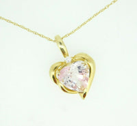 14k Yellow Gold Heart 2.39ct Genuine Natural Morganite Pendant (#J768)