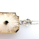 Art Deco 14k Filigree Rock Crystal and Diamond Pendant (#J5456)