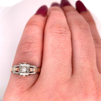 18k White and Rose Gold Vintage Genuine Natural Diamond Ring (#J5609)