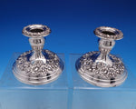 Repousse by Kirk Sterling Silver Candlestick Pair #2 4 1/4" x 3 5/8" (#8104)