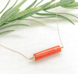 14k Yellow Gold Necklace with 7.70 Carat Genuine Natural Coral Bead (#J7529)