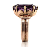 Victorian 9k Rose Gold Genuine Natural Amethyst Ring Size 7.75 Jewelry (#J6610)