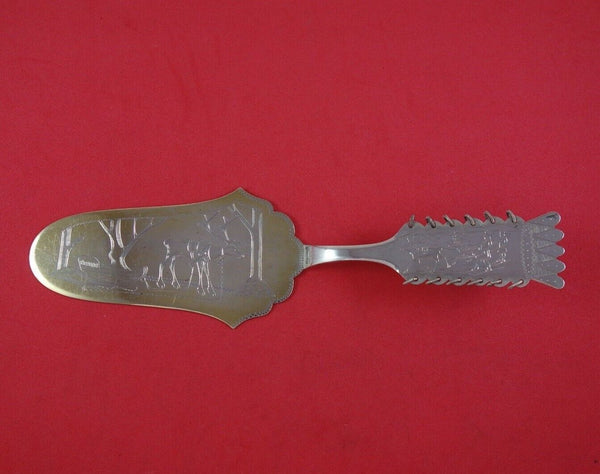 Sami Scandinavian Swedish .830 Silver Pie Server BC w/ Reindeer People Skis GW