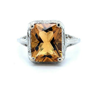 Deco 14k White Gold Filigree 2.88ct Genuine Natural Citrine Ring (#J4983)