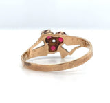 10k Yellow Gold Victorian Synthetic Lab-Created Ruby/Paste Clover Ring (#J6291)