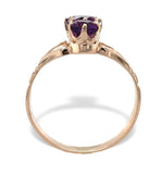 10k Rose Gold Victorian Genuine Natural Amethyst Three Stone Ring Size 5 #J7467