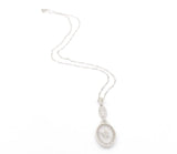 10k Gold Filigree Genuine Natural Rock Crystal Diamond Pendant w/Chain (#J6501)