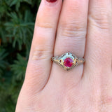 Art Deco 14k Gold Filigree Ring with .66ct Round Genuine Natural Ruby (#J6401)
