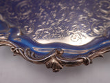 English Silverplate Salver Tray w/ Lion Crest Round Footed Floral 12" (#9202)