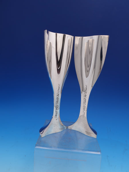 Dutch Sterling Silver Marriage Cup 2-piece And they shall be one 8 3/4" Ht #8200