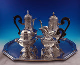 Buccellati Sterling Silver Tea Set 5pc Coffee, Tea, Sugar, Creamer, Tray (#8934)