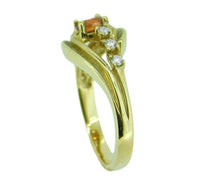 14k Yellow Gold .54ct Orange Genuine Natural Sapphire and Diamond Ring (#J508)