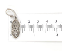 14k White Gold Genuine Natural Diamond Filigree Dangle Drop Earrings (#J7051)