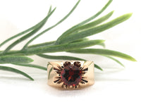 10k Rose Gold 1.71ct Genuine Natural Garnet Men's Ring Belcher Size 7.25 #J7212