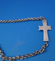 Tane Mexican Sterling Silver Cross Necklace w/Heavy Chain Fitted Box 26" (#7948)