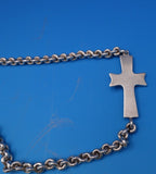Tane Mexican Sterling Silver Cross Necklace w/Heavy Chain Fitted Box 26" (#7948)