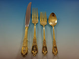 Rose Point Gold by Wallace Sterling Silver Flatware Service 12 Set Vermeil 48 Pc