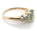 14k Yellow Gold 1.31 Carat Genuine Natural Aquamarine and Diamond Ring (#J6930)