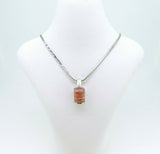 Sterling Genuine Natural Rhodochrosite Pendant 10x7.3mm Rectangular (#J5029)
