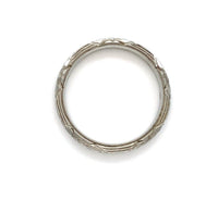 18k White Gold Wedding Band Crisp Engraved New Old Stock Size 6 (#J6287)