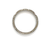 18k White Gold Wedding Band Crisp Engraved New Old Stock Size 6 (#J6287)