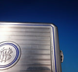 Austrian .750 Silver Card Case Engine Turned with Blue and White Enamel (#2796)