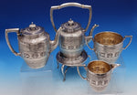 Zodiac English Sterling Silver Coffee Set 4pc includes Kettle on stand (#7881)