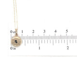 14k Yellow Gold Very Small Round Locket with Engraved Heart and Chain (#J7007)