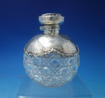 English Sterling Silver Dresser Jar Hand Hammered with Cut Crystal (#5480)