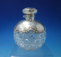 English Sterling Silver Dresser Jar Hand Hammered with Cut Crystal (#5480)