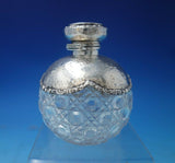 English Sterling Silver Dresser Jar Hand Hammered with Cut Crystal (#5480)